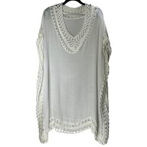 Cupshe White Crochet Beach Cover Up Sweater Size Small